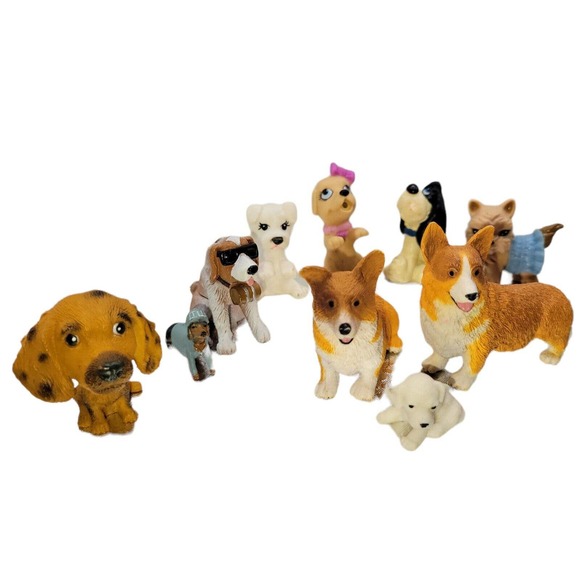 Animal PVC Assorted 14 Figure Lot Dog Cute Puppy Corgi Yorkie Pet VTG 1990's - Picture 5 of 6
